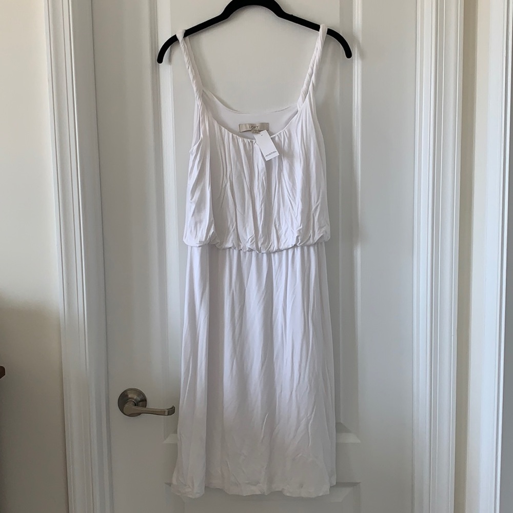 NWT LOFT White Twisted Straps Sundress Size Medium Tall